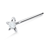 Ribbon Flower Silver Straight Nose Stud NSKA-704